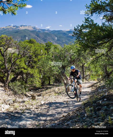 Man mountain biking on the Little Rainbow Trail, Salida, Colorado, USA ...