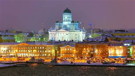 Winter night scenery of Helsinki, Finland ~ Clip #13981607