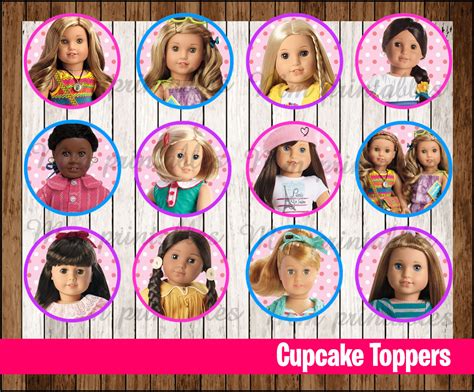 80% OFF SALE American Girl Doll party Cupcakes Toppers instant download - Printable