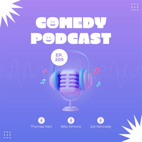 Comedy Podcast with Cute Microphone and Headphones Online Instagram ...