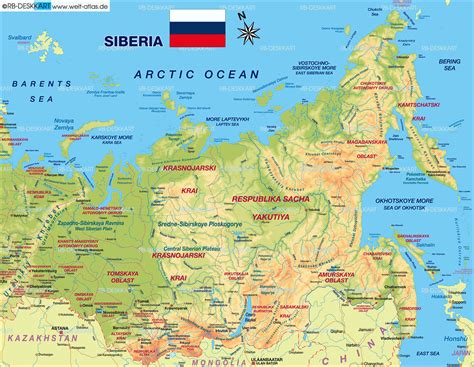 Map of Siberia (Russia) - Map in the Atlas of the World - World Atlas