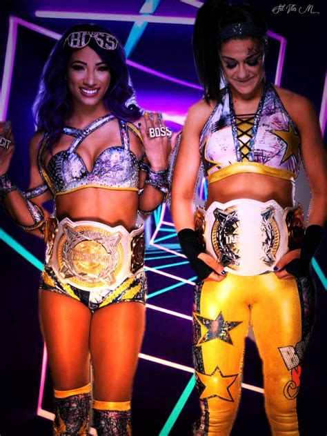 Sasha Banks + Bayley by TwistedBlackheartuk on DeviantArt