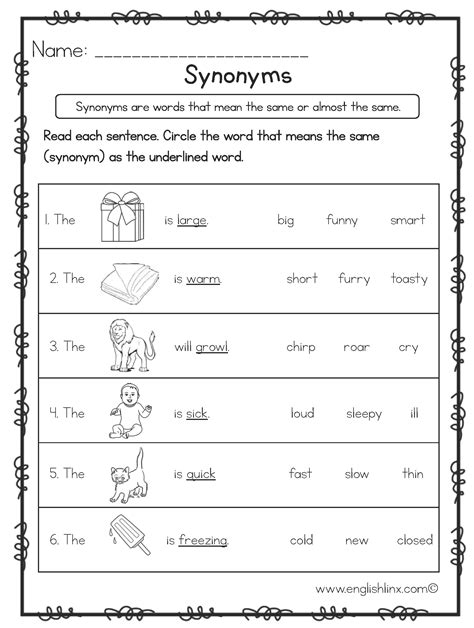 Synonyms And Antonyms Worksheets For Kids