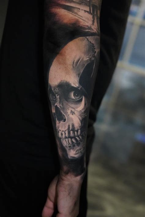 Black and grey horror sleeve by Joe Gallegos of ColorBlindMinds tattoo ...