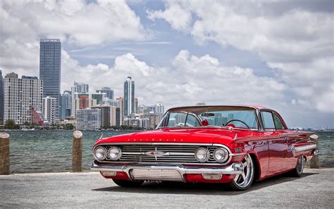 Classic red coupe, 1960 Chevrolet Impala, car, red cars, oldtimers HD ...