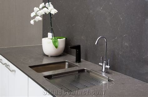 Caesarstone Piatra Grey Kitchen Bench Top from New Zealand - StoneContact.com