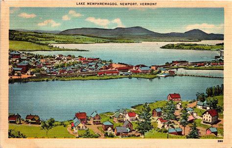 Lake Memphremagog Scenic Aerial View Newport Vermont Mountains Linen ...