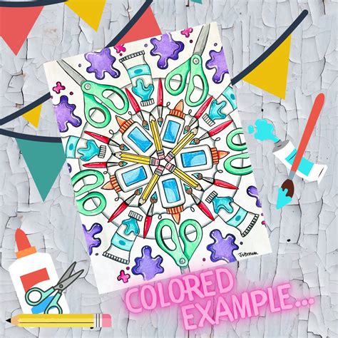 Art Supplies Mandala Color Sheet mandala Coloring Page art Supplies ...