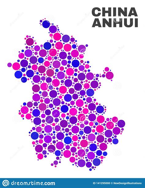 Mosaic Anhui Province Map of Spheric Dots Stock Vector - Illustration of chinese, element: 141295000