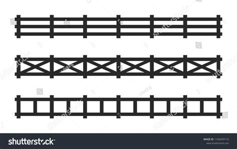 Black Picket Fence Symbols Signs Isolated Stock Vector (Royalty Free ...