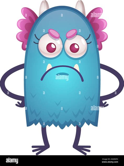 Cartoon icon with funny angry beast on white background vector illustration Stock Vector Image ...