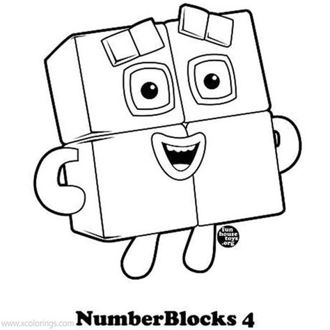 Numberblocks Coloring Pages Number 4. | Coloring pages, Free coloring ...