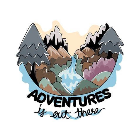 Variety of Adventure Stickers Set Stock Illustration - Illustration of ...