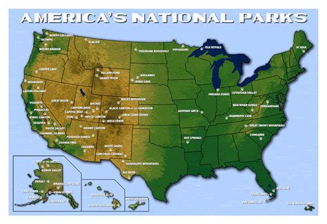 America's National Parks Map -- Updated for 2021 | National Park Posters