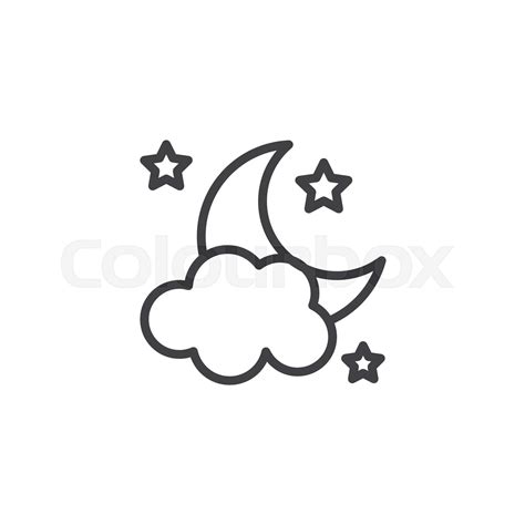 Clouds moon stars outline icon | Stock vector | Colourbox