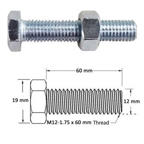 M12-1.75 x 60 mm Threaded Cable Bolt with Hex Nut | Full Circle Padding