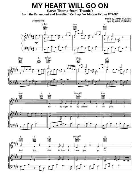 Celine Dion MY HEART WILL GO ON Piano Sheet music | Easy Sheet Music