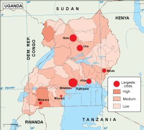 Uganda population map. EPS Illustrator Map | Digital Maps. Netmaps UK ...