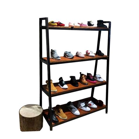 Shoes display shelves in imported retail shoe stores