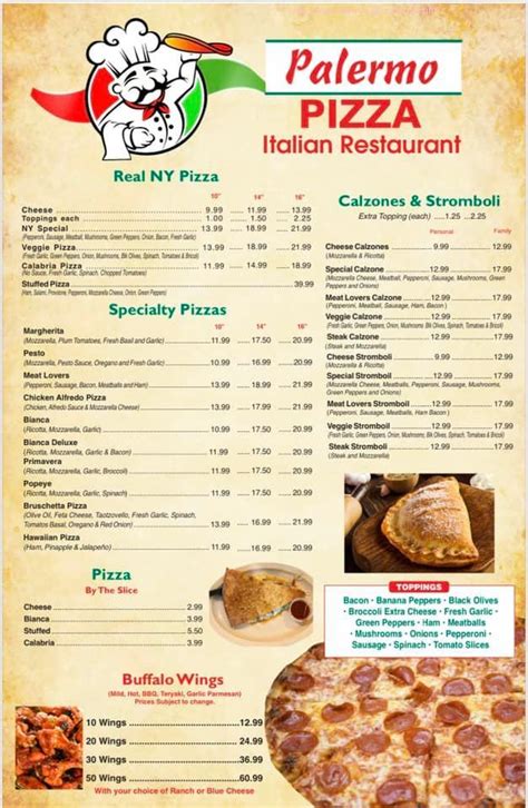 Menu at Palermo Pizza And Italian Restaurant, Paisley