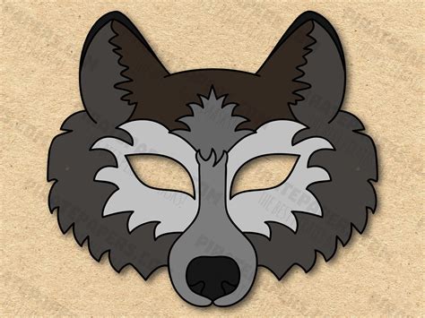 Wolf Mask Printable Wolf Costume Animal Mask Grey Wolf Masks Kids Mask ...