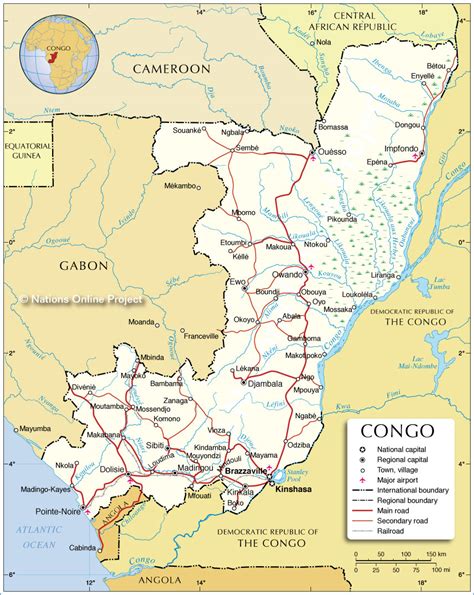 Map Of The Republic Of Congo - Cities And Towns Map