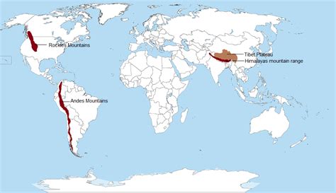 Himalayan Mountain Range In World Map