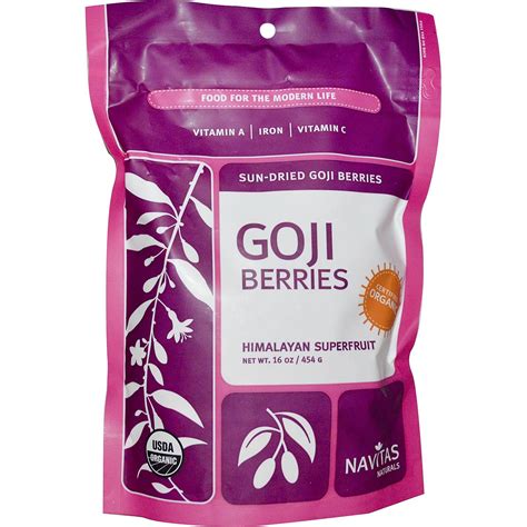 Navitas Organics, Organic Goji Berries, 16 oz (454 g) | Dried goji berries, Goji berries, Cancer ...