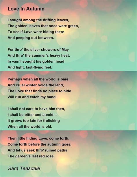 Love In Autumn Poem by Sara Teasdale - Poem Hunter