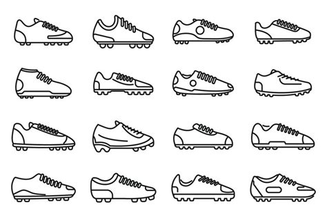 Football boots icons set outline vector. Soccer boot