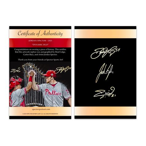 Phillies "Dynamic Duo" Brad Lidge & Carlos Ruiz Dual Autograph – Spector Sports Art