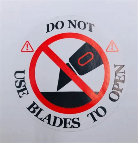 10 DO NOT Use Blades To Open 3" Stickers Packaging Box Safety Mailing Labels $2.95 - PicClick