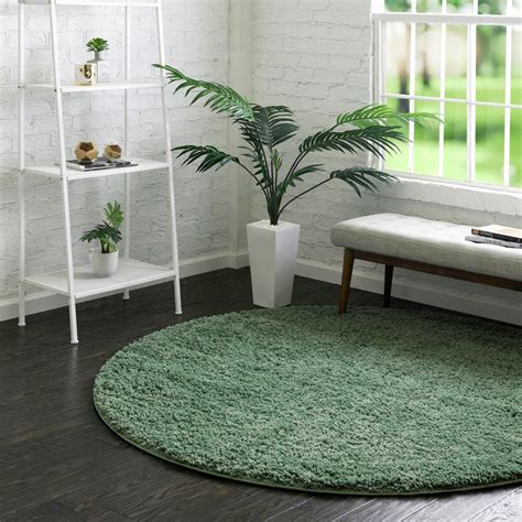 Green 5' x 5' Everyday Shag Round Rug | Rugs.com