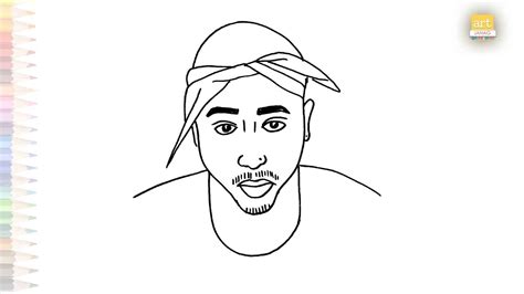 Tupac Shakur easy outline sketch | Portrait easy drawings | How to draw ...