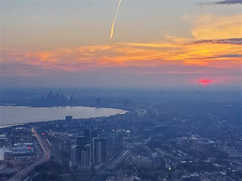 Sunset from the cn tower, facing Mississauga after the rains : r/toronto