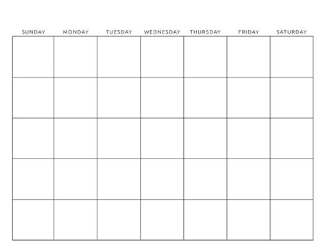 Printable Blank Calendar Templates - World of Printables