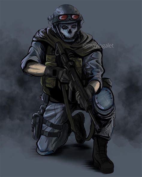 Ghost from call of duty warzone, Simon Riley, soldier and warrior from CoD, Game art, videogame ...