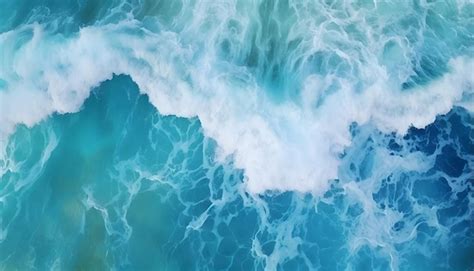 Premium AI Image | Aerial view of the deep blue ocean waves