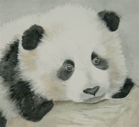 Panda. Original Watercolor Painting. by madareli on Etsy