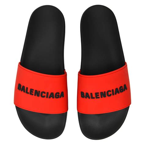 The Luxe Culture – Balenciaga Logo Red Slides