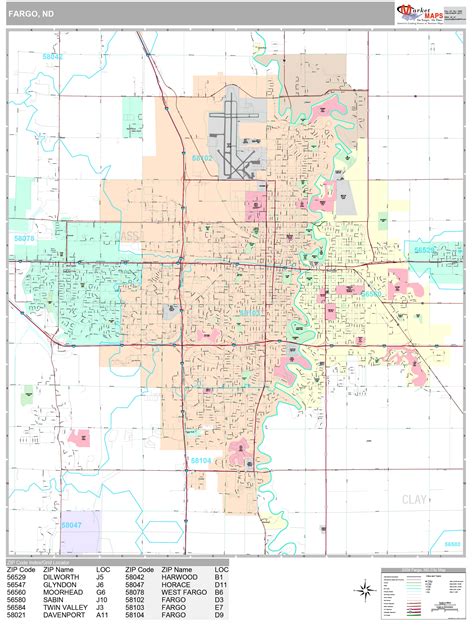 Fargo North Dakota Wall Map (Premium Style) by MarketMAPS