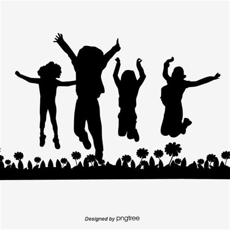 Illustration Silhouette Of Happy Children, Character, Children, Cartoon ...