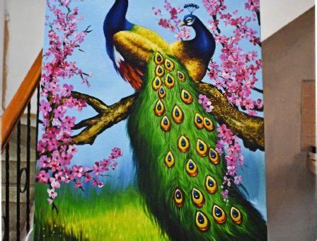 Peacock painting acrylic on canvas - Ranjana's Craft Blog