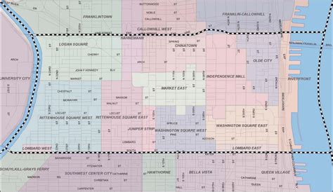 Philadelphia neighborhood map - Map of Philadelphia neighborhoods (Pennsylvania - USA)