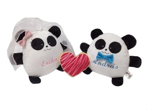 Panda Bear Couple Plush Toy Cute Plushies Personalized Heart - Etsy