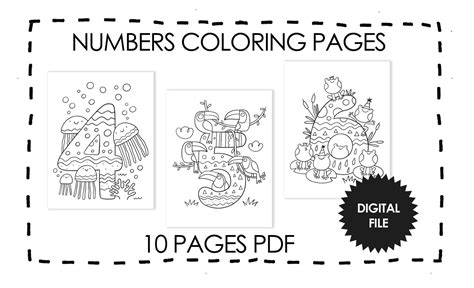 Numbers Coloring Pages for Kids, Preschool 123 Coloring Book, Kids Pri – she-print