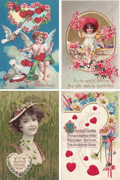 Free Printable Vintage Valentine’s Day Postcards - Rose Clearfield