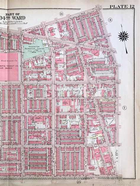 Germantown map original 1955 philadelphia atlas wayne junction ...