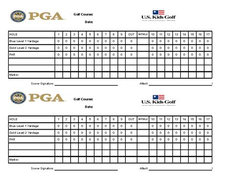 Free Golf Scorecard Template Excel