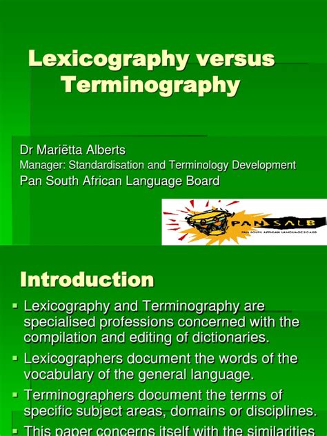 Course 4 Lexicography Vs Terminology | Lexicography | Dictionary